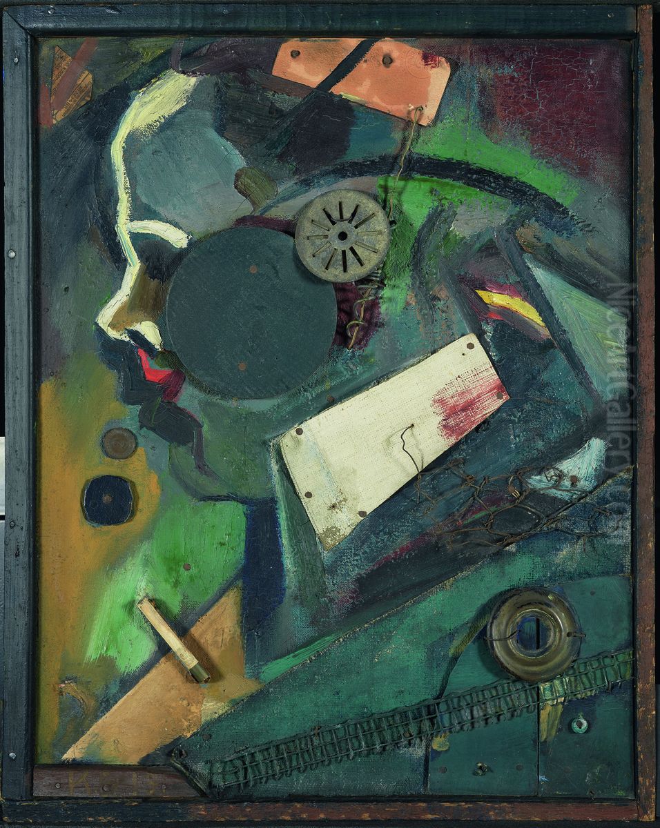Merzbild 1A (The Psychiatrist) Oil Painting by Kurt Schwitters
