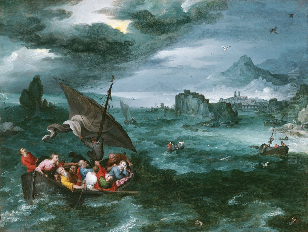 Christus en de apostelen op het meer van Galilea Oil Painting by Jan Brughel