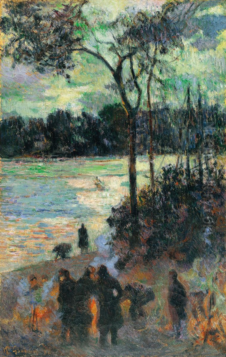 Le Feu au bord de l'eau Oil Painting by Paul Gauguin