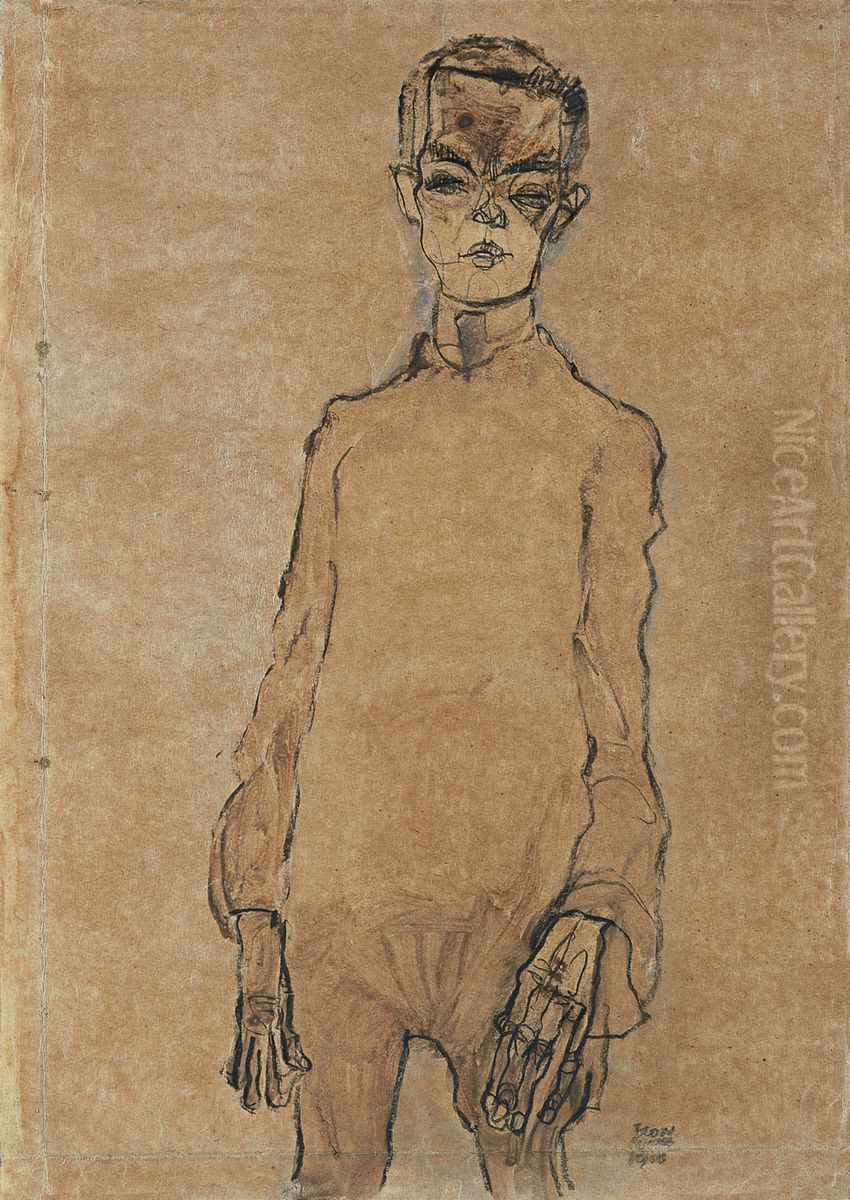 Self-portrait Oil Painting by Egon Schiele