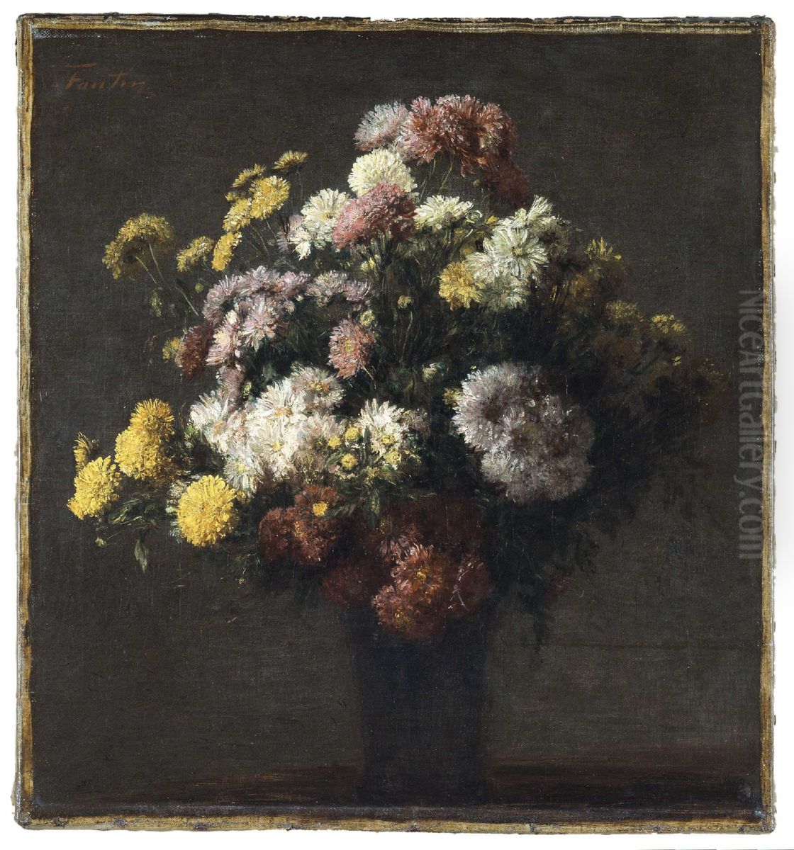 Vase with Chrysanthemums Oil Painting by Henri Fantin-Latour Vase with Chrysanthemums Oil Painting by Henri Fantin-Latour