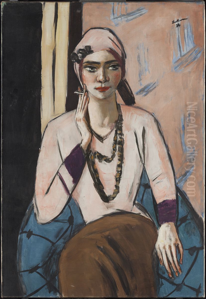 Quappi in a Pink Jumper Oil Painting by Max Beckmann