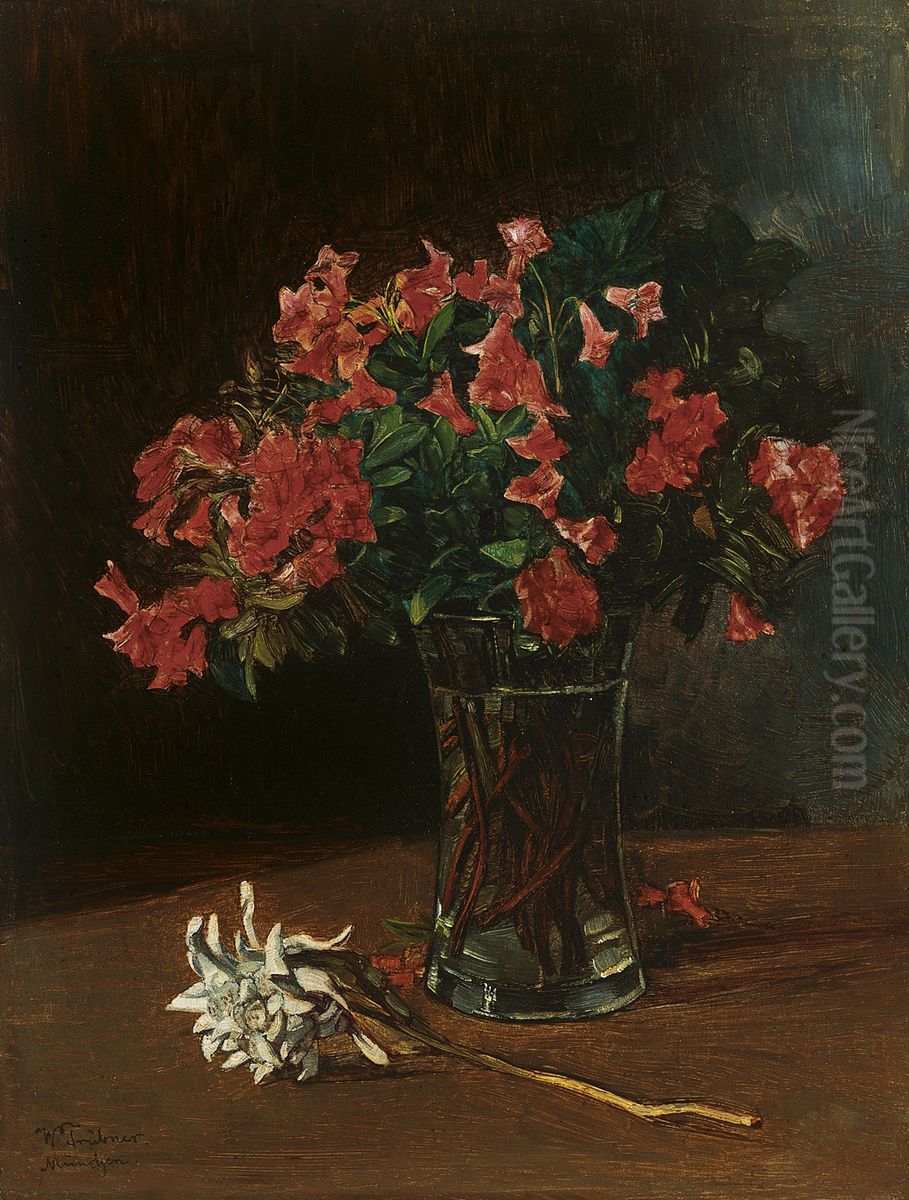 Flower Vase Oil Painting by Wilhelm Heinrich Trutbner