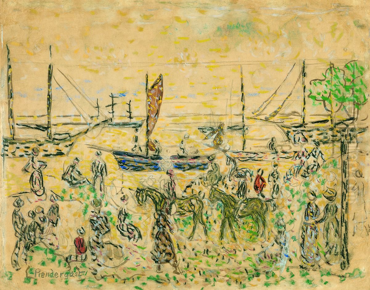 The Shore Oil Painting by Maurice Prendergast