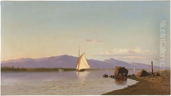 Kingston Point, Hudson River Oil Painting by Francis A. Silva