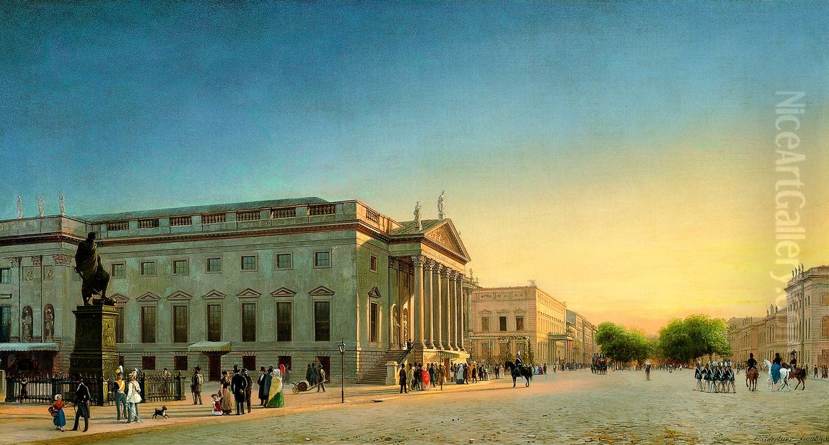 Ansicht der Koniglichen Oper und Unter den Linden, Berlin Oil Painting by Eduard Gaertner