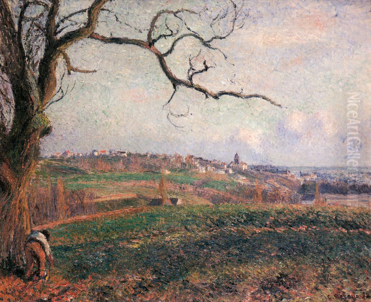 View of the Town of Pontoise Oil Painting by Camille Pissarro