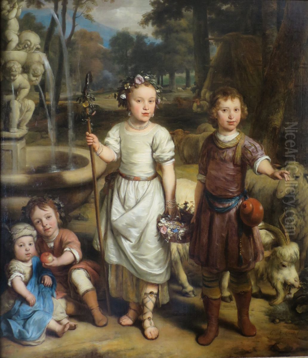 Children in a Park Oil Painting by Gerbrand Van Den Eeckhout