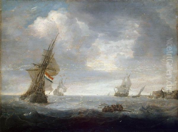 Original caption Oil Painting by Jan Porcellis