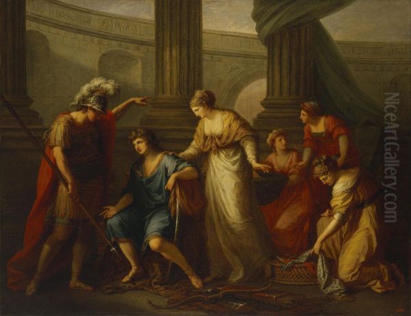 Hector Calling Up Paris to a Battle Oil Painting by Angelica Kauffmann