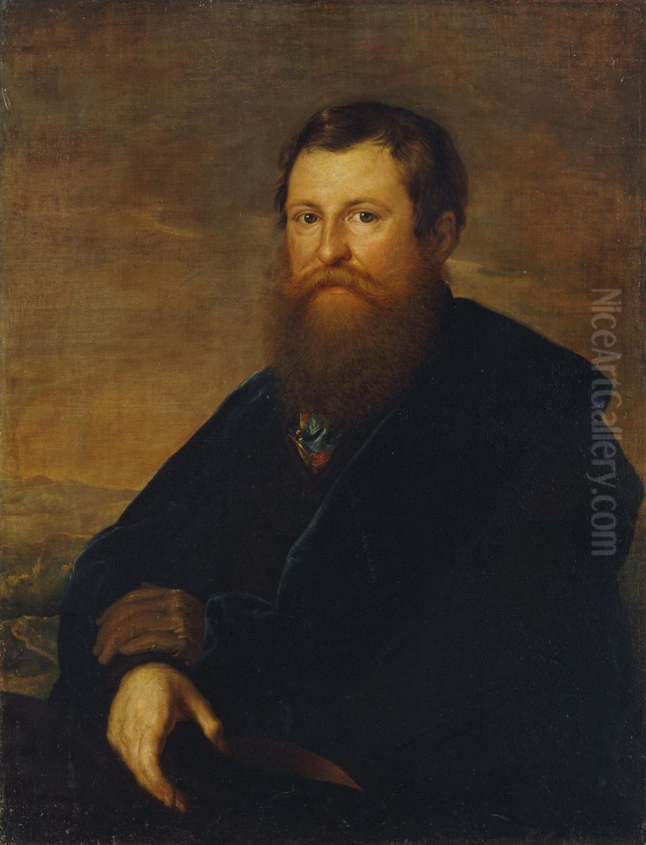 Portrait of the Merchant Alexander Sapozhnikov Oil Painting by Vasily Andreevich Tropinin