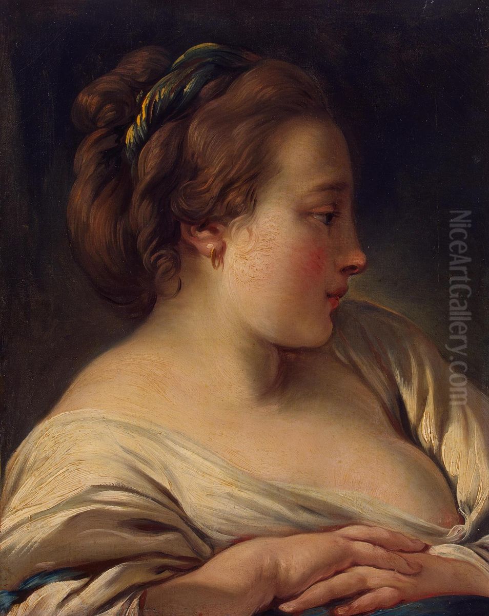 Head of a Young Girl Oil Painting by Francois Boucher
