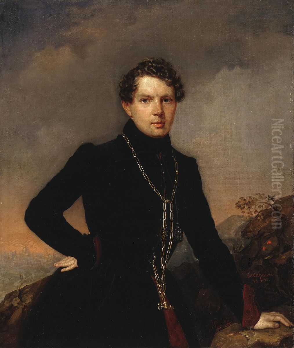 Portrait of Andrei Mouraviov Oil Painting by Pyotr Zakharov-Chechenets
