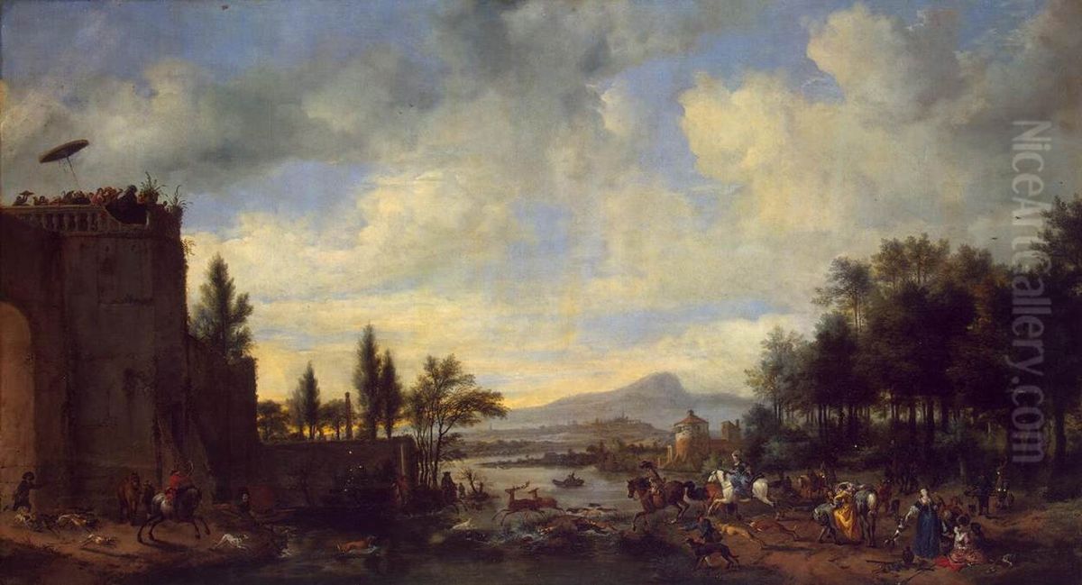 Deer Hunt Oil Painting by Pieter Wouwerman