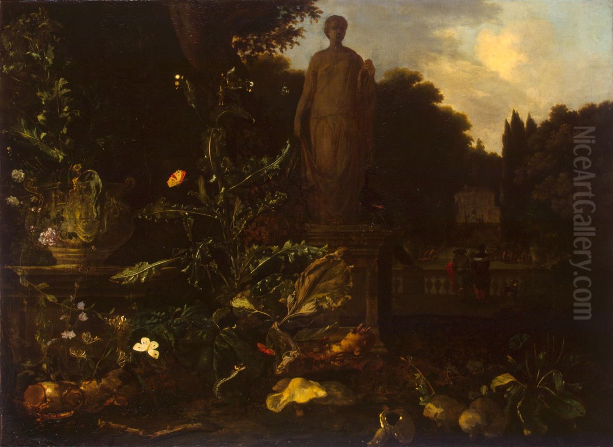 Statue in a Park Oil Painting by Nicolaes de Vree