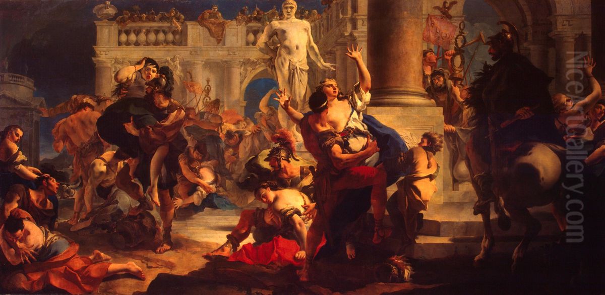 _Rape of the Sabine Women (Viol des Sabines) _ Oil Painting by Giovanni Battista Tiepolo