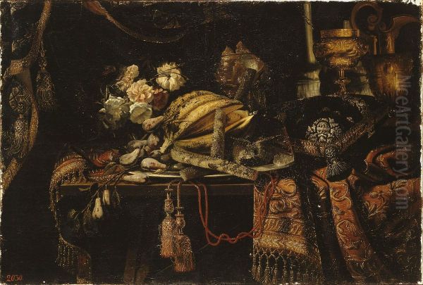 Still Life with a Melon Oil Painting by Francesco Maltese