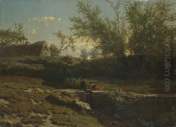 Landscape Oil Painting by Jean-Baptiste Kindermans