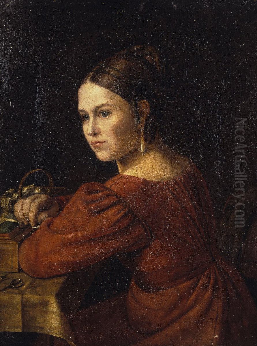 Seamstress Oil Painting by Alexander Varnek