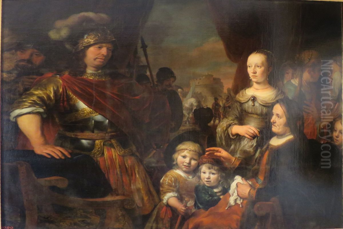 Coriolanus's Mother and Wife Begging Him to Spare Rome Oil Painting by Gerbrand Van Den Eeckhout