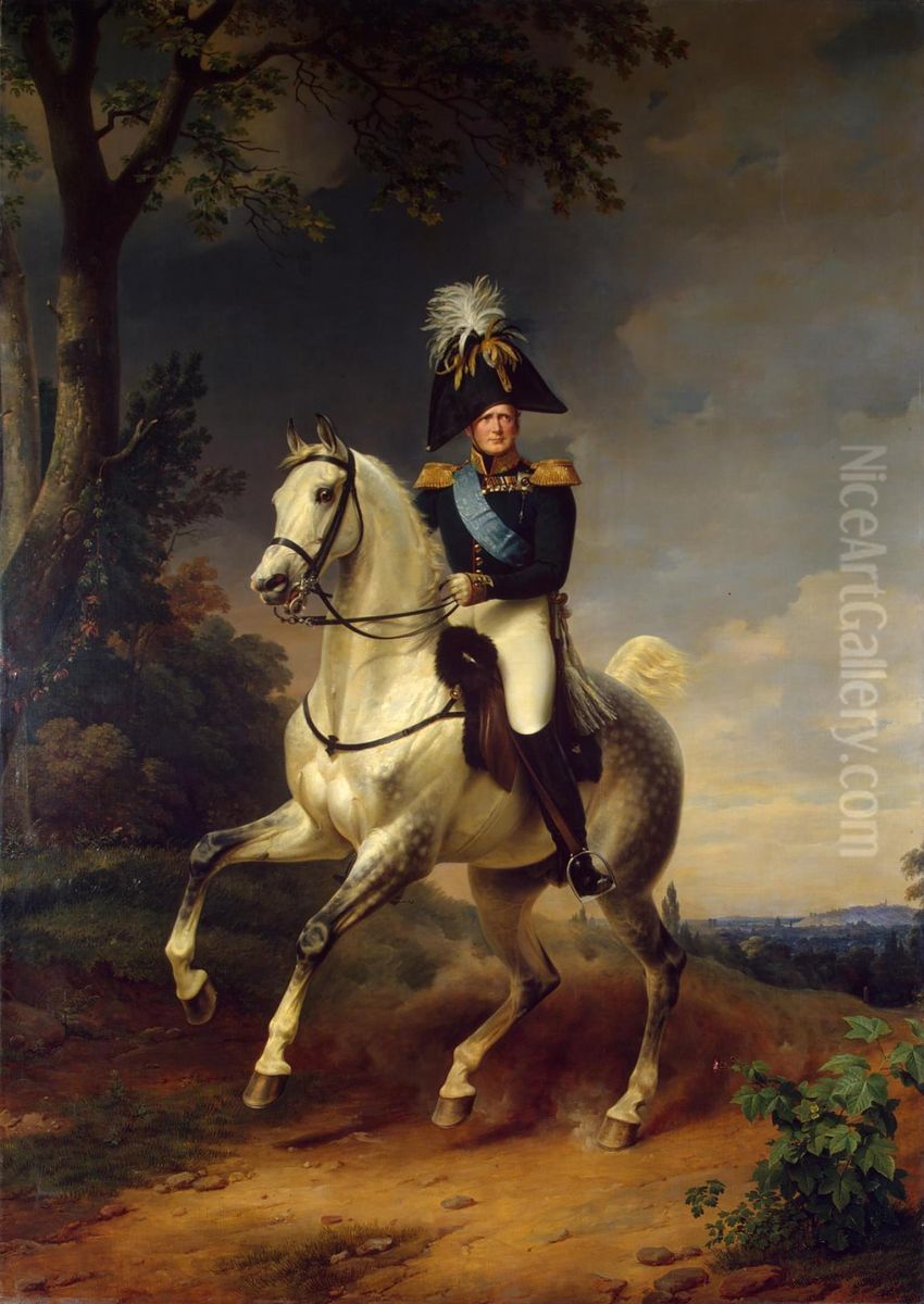 PortretAleksandra I(1777-1825) verhom na kone Oil Painting by Franz Kruger
