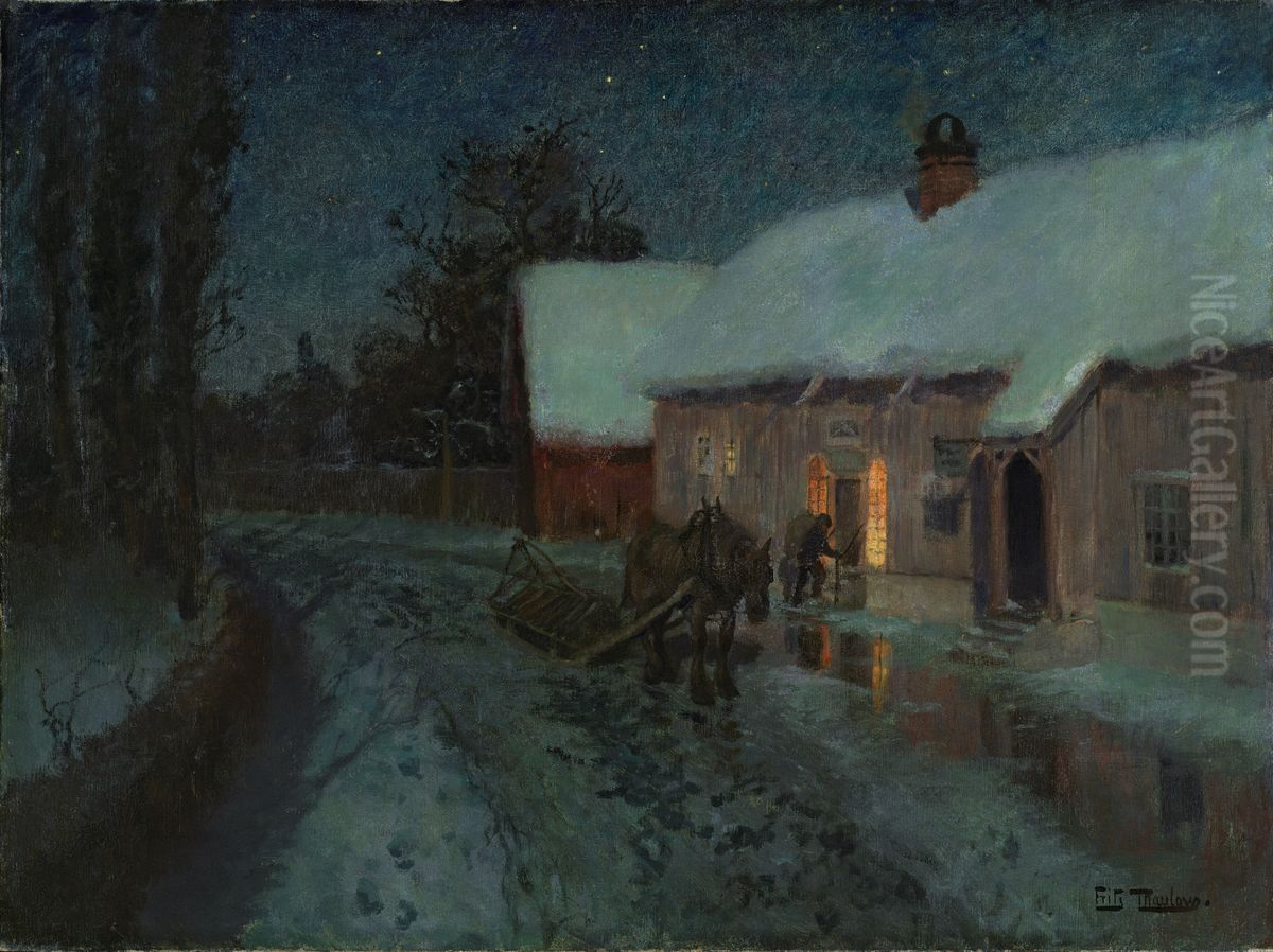 Night Oil Painting by Frits Thaulow
