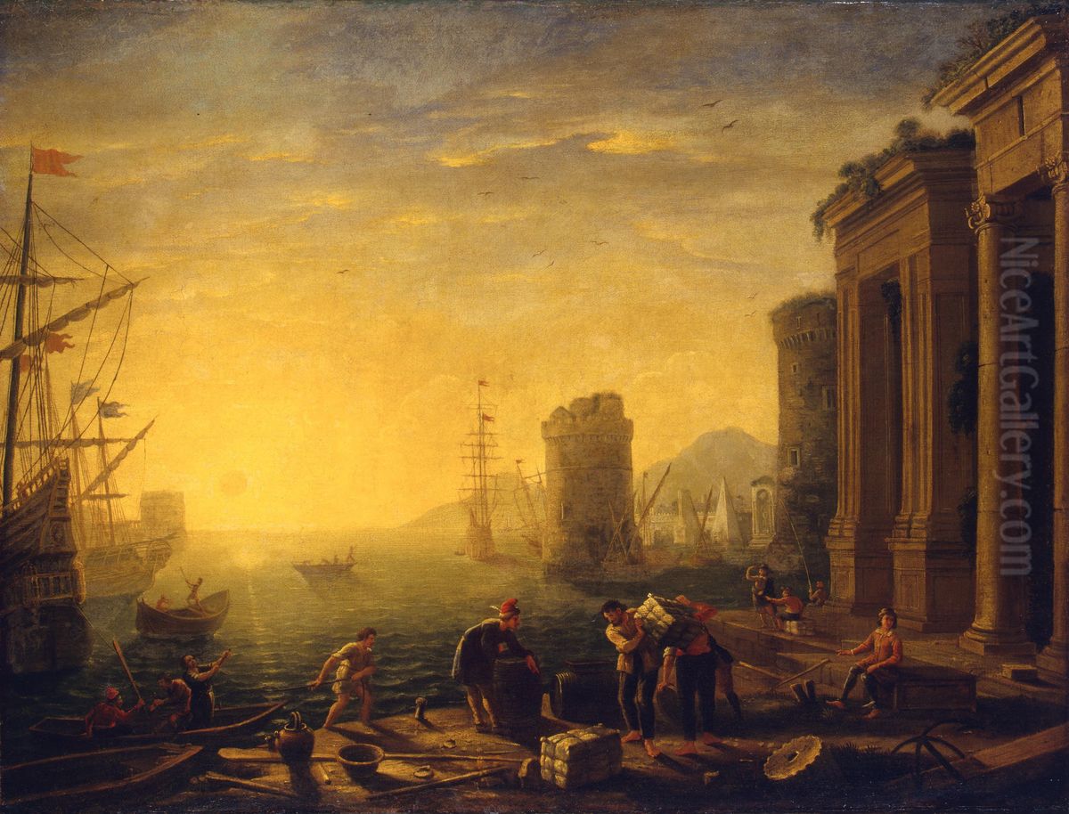 Morning in the Harbour Oil Painting by Claude Lorrain (Claude Gellee)