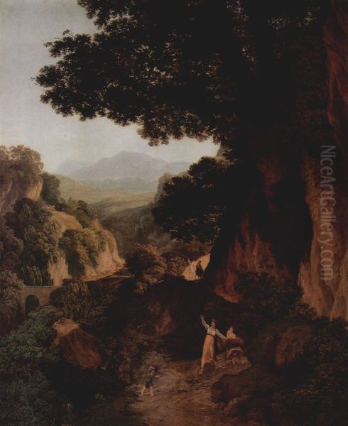 Gebirgslandschaft Oil Painting by Jacob Wilhelm Mechau