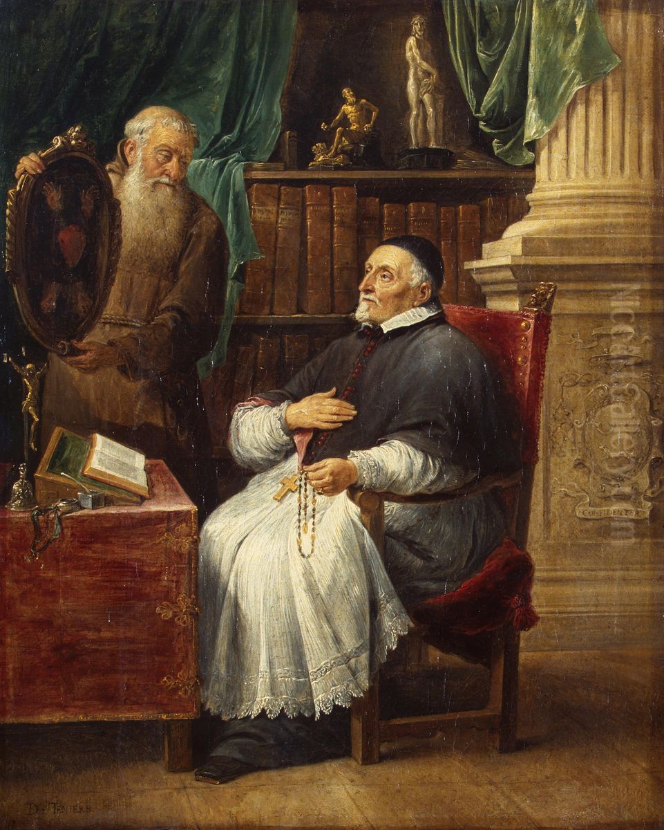 Portrait of Bishop Antonius Triest and His Brother Eugene, a Capuchin Oil Painting by David Teniers the Younger