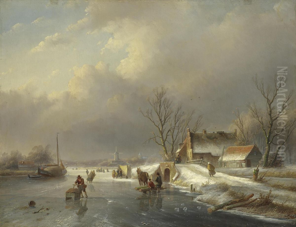 Winter Landscape Oil Painting by Jan Jacob Spohler