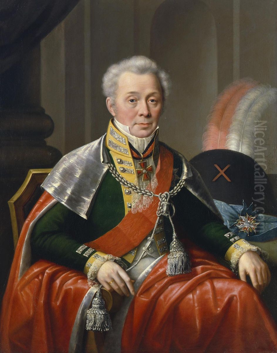 Portrait of Senator Piotr Myatlev Oil Painting by Jozef Oleszkiewicz