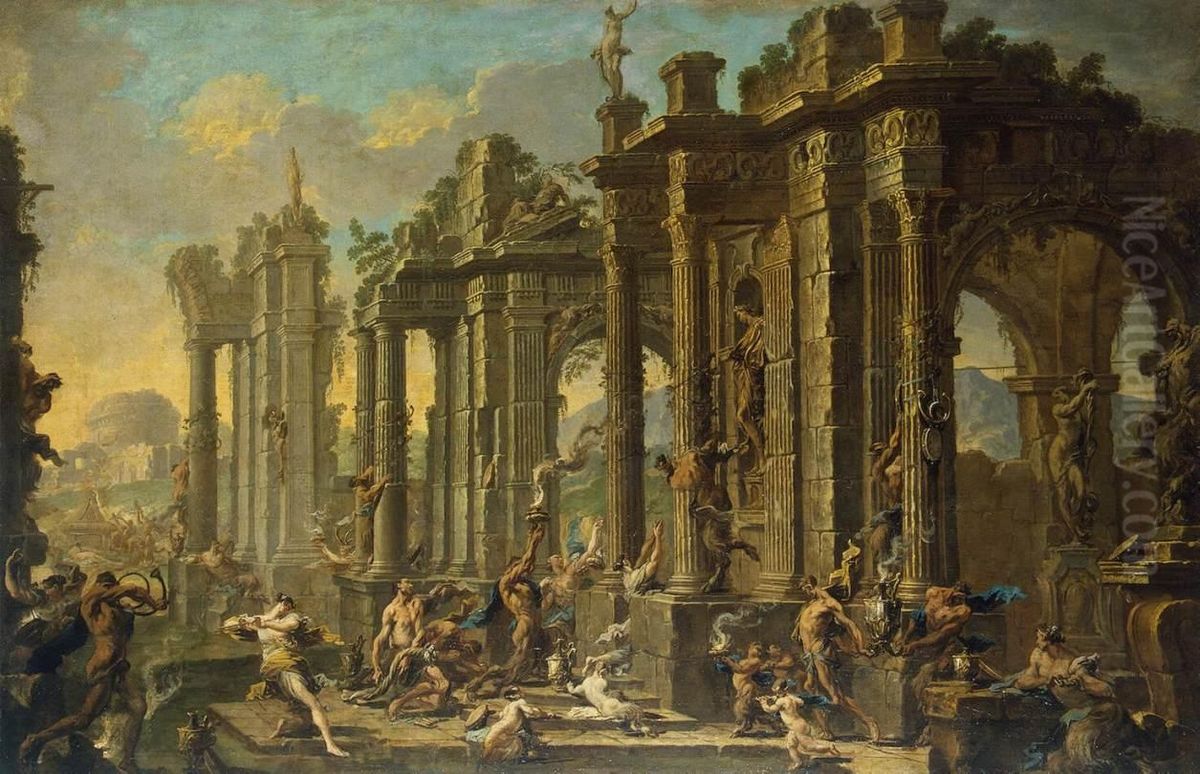 Bacchanalian Scene Oil Painting by Alessandro Magnasco