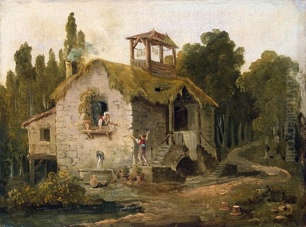 Cottage in the Forest Oil Painting by Hubert Robert