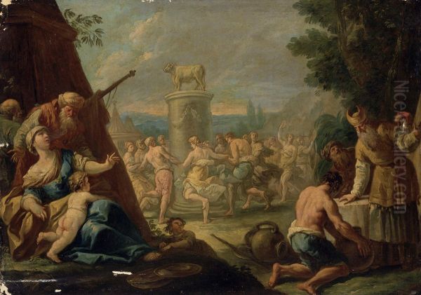 Adoration of the Golden Calf Oil Painting by Domenico Gargiulo