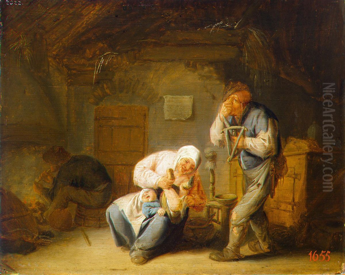 Sense of Smell Oil Painting by Adriaen van Ostade