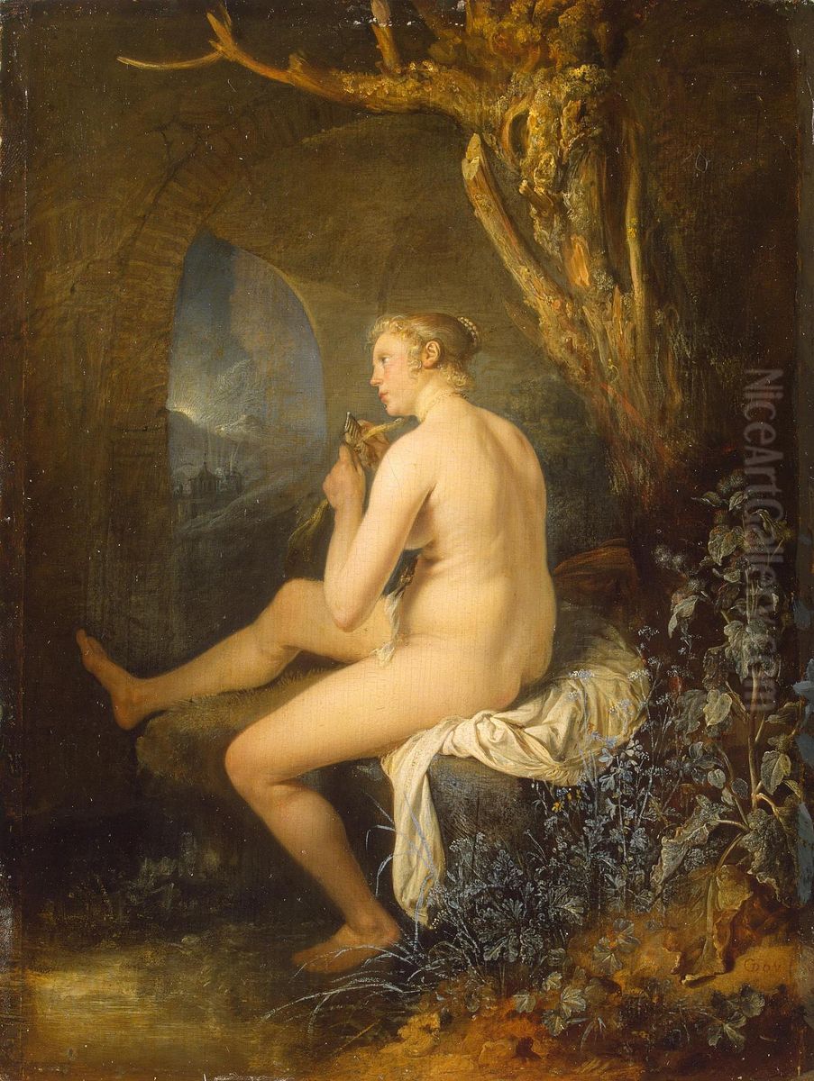 Woman Bather Oil Painting by Gerrit Dou
