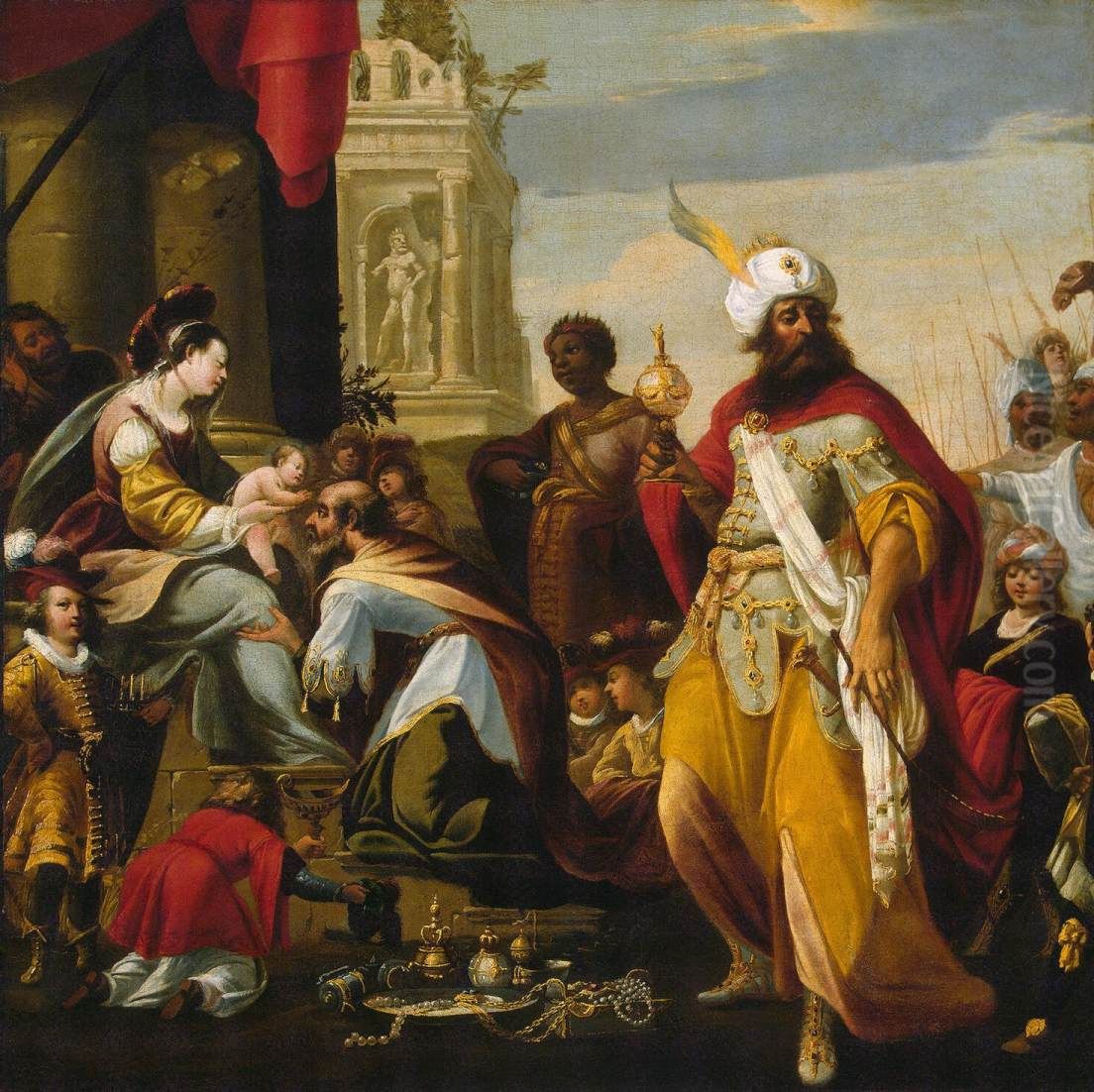 Adoration of the Magi Oil Painting by Georges Lallemand (see Lallemant)