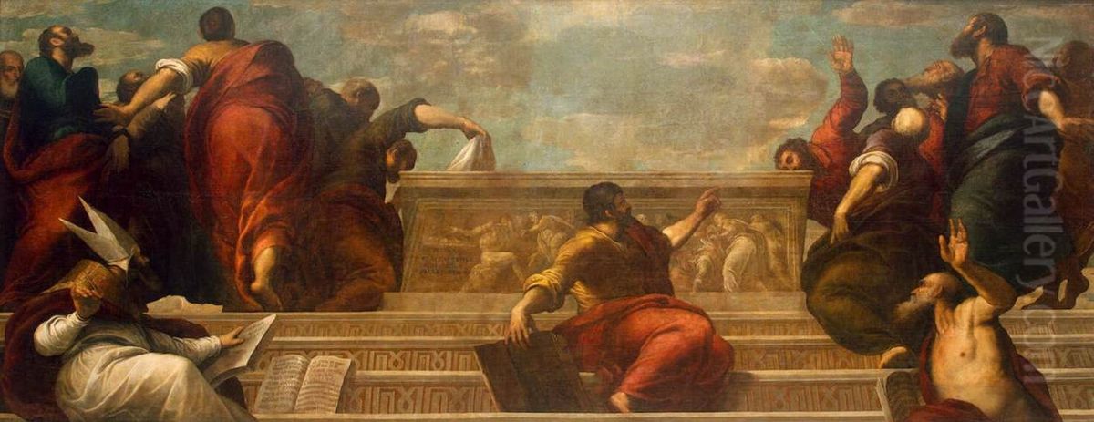 Apostles at the Virgin's Tomb Oil Painting by Palma il Giovane