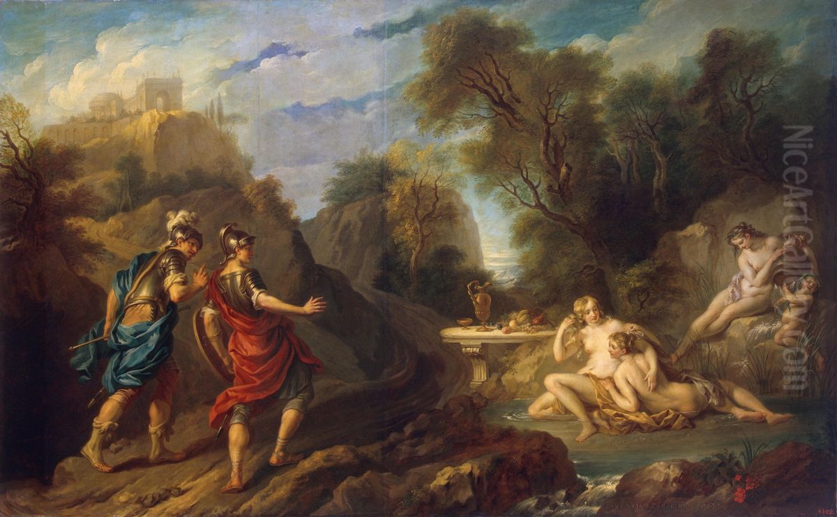 Messengers of Godfrey of Bouillon in Gardens of Armida Oil Painting by Francois Lemoyne