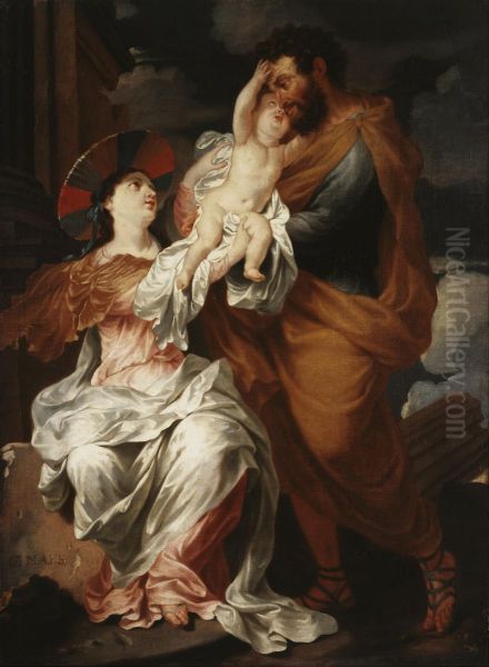 Holy Family Oil Painting by Godfried Maes