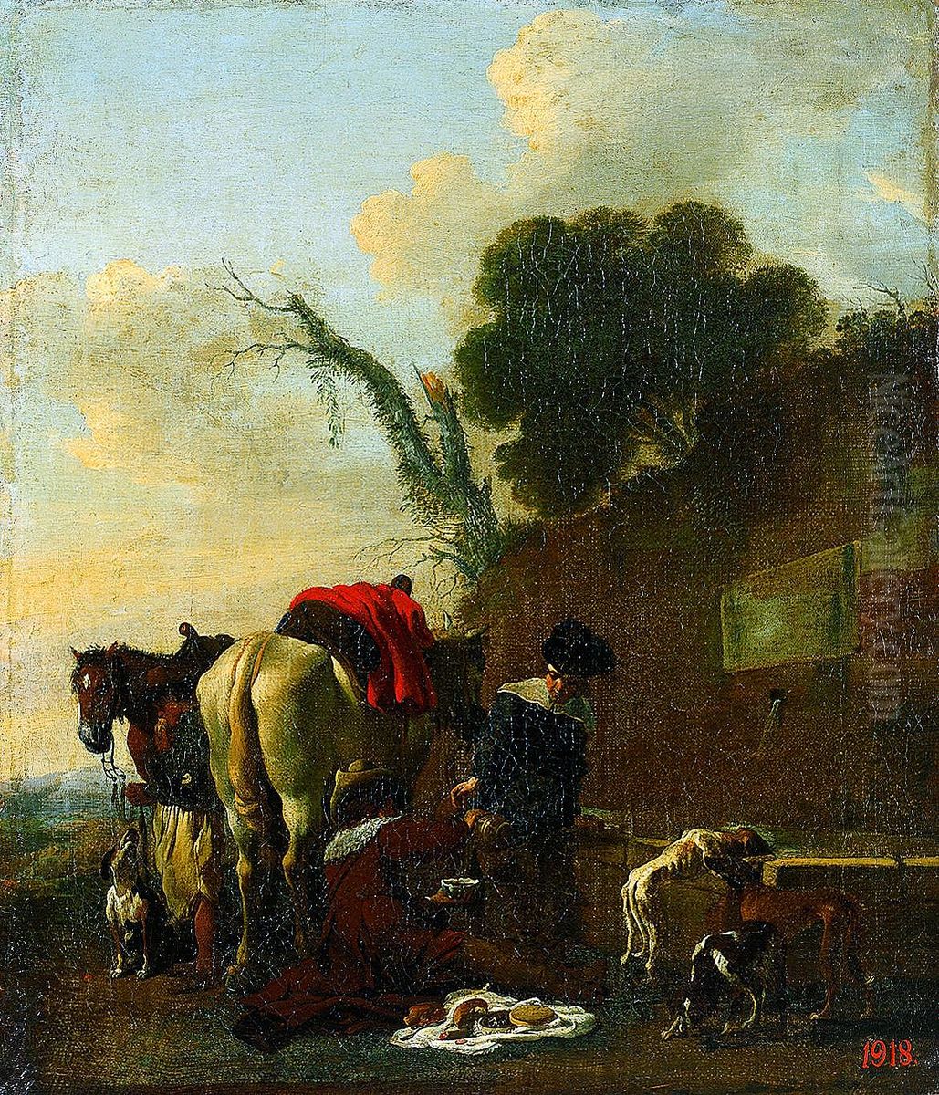 Hunters at Rest Oil Painting by Jan Miel