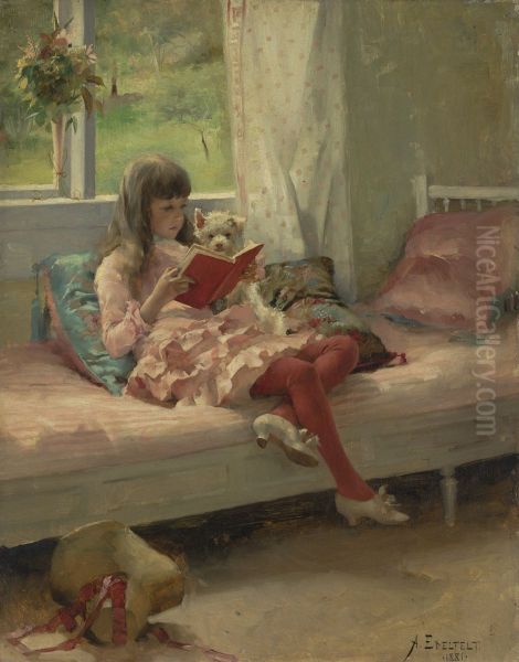 Good Friends (Portrait of the Artist's Sister Bertha Edelfelt) Oil Painting by Albert Edelfelt