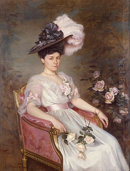 Portrait of S. M. Rayevskaya Oil Painting by Victor Schtember