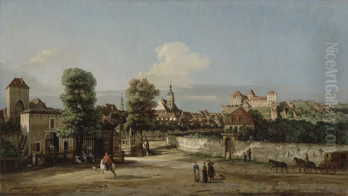 View of Pirna from the West, from the Corner of Wide Street Oil Painting by Bernardo Bellotto
