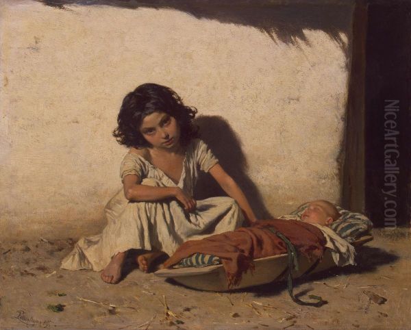 Zigeunerkinder Oil Painting by August von Pettenkofen