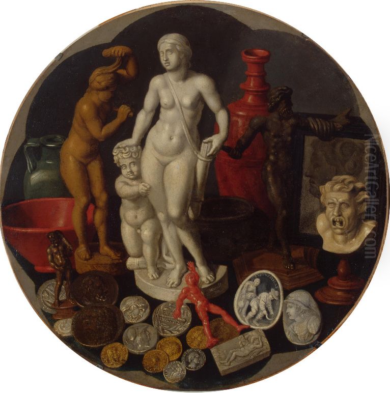 Still Life with a Collection of Curiosities Oil Painting by Hendrik van der Borcht the Elder