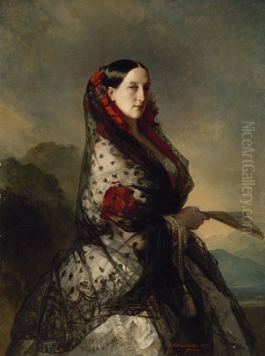 Grand Duchess Maria Nikolaievna of Russia, Duchess of Leuchtenberg Oil Painting by Franz Xavier Winterhalter