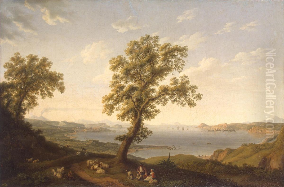 Original titleAnsicht der Bucht von Baja Oil Painting by Jacob Philipp Hackert