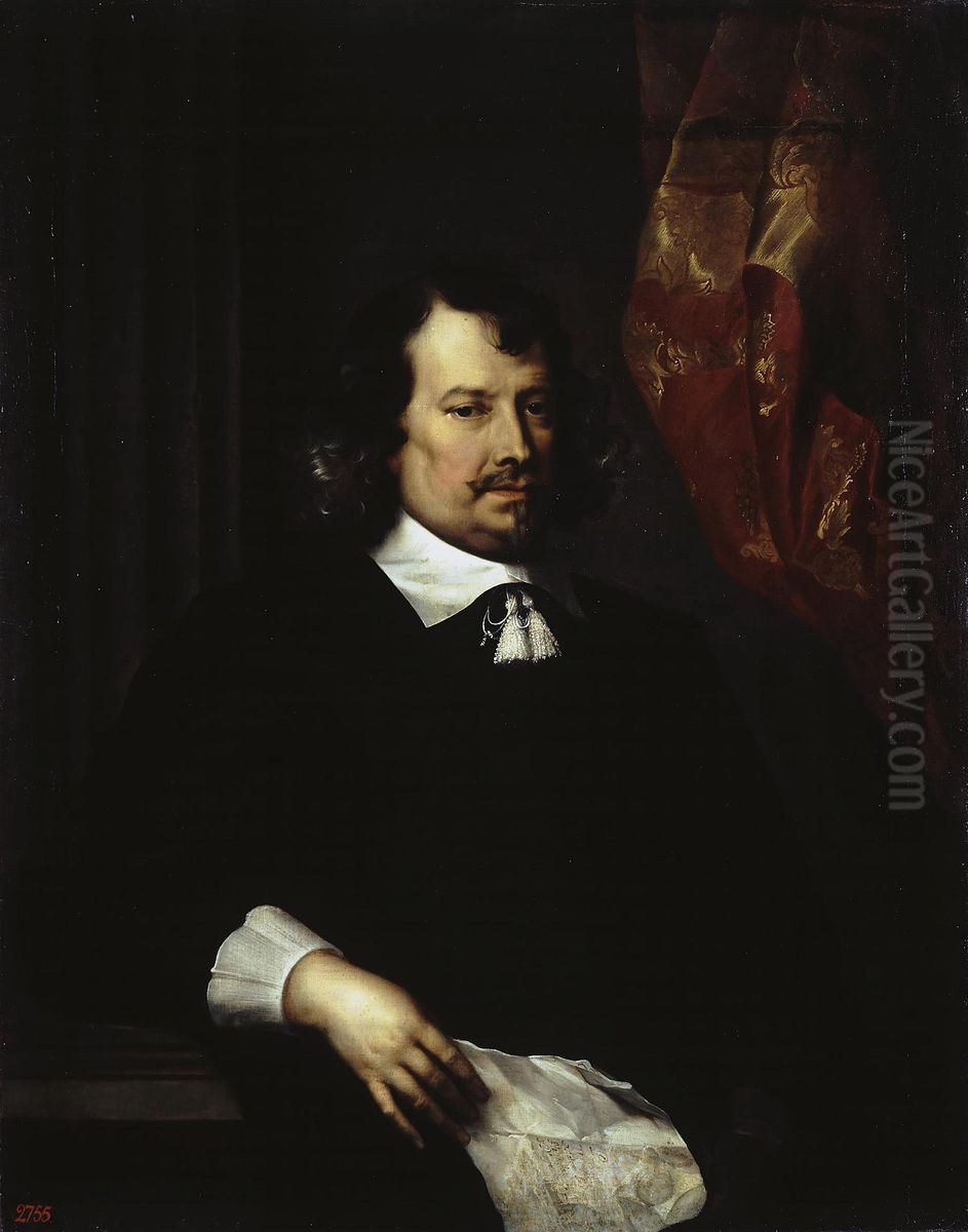 Portrait of a Man Holding a Letter Oil Painting by Pieter Thijs