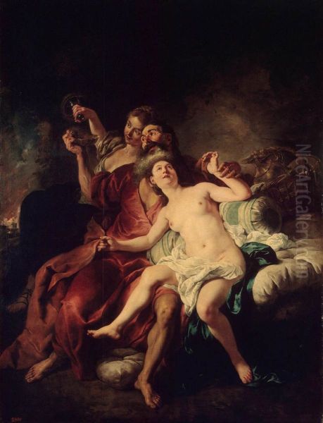 Lot with His Daughters Oil Painting by Jean-Francois de Troy